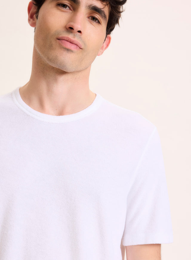 Majestic Filatures Tee Shirt Blanc Col Rond Manches Courtes En Coton Organique / Modal Coton Organique / Modal