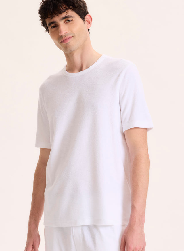 Majestic Filatures Tee Shirt Blanc Col Rond Manches Courtes En Coton Organique / Modal Coton Organique / Modal