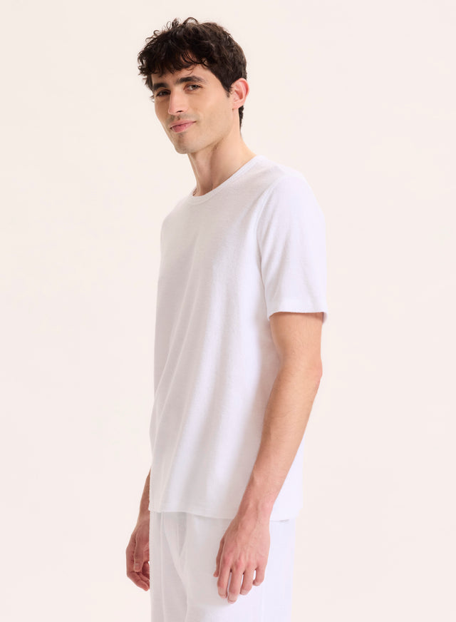 Majestic Filatures Tee Shirt Blanc Col Rond Manches Courtes En Coton Organique / Modal Coton Organique / Modal