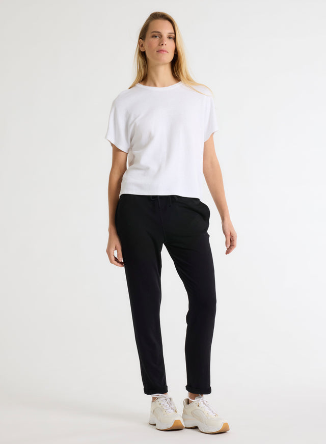 Majestic Filatures Tee Shirt Blanc Manches Courtes Col Rond En Lin / Coton Organique Lin / Coton Organique