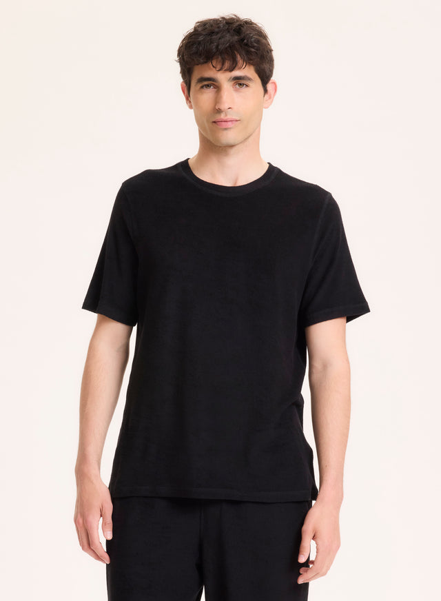 Majestic Filatures Tee Shirt Noir Col Rond Manches Courtes En Coton Organique / Modal Coton Organique / Modal
