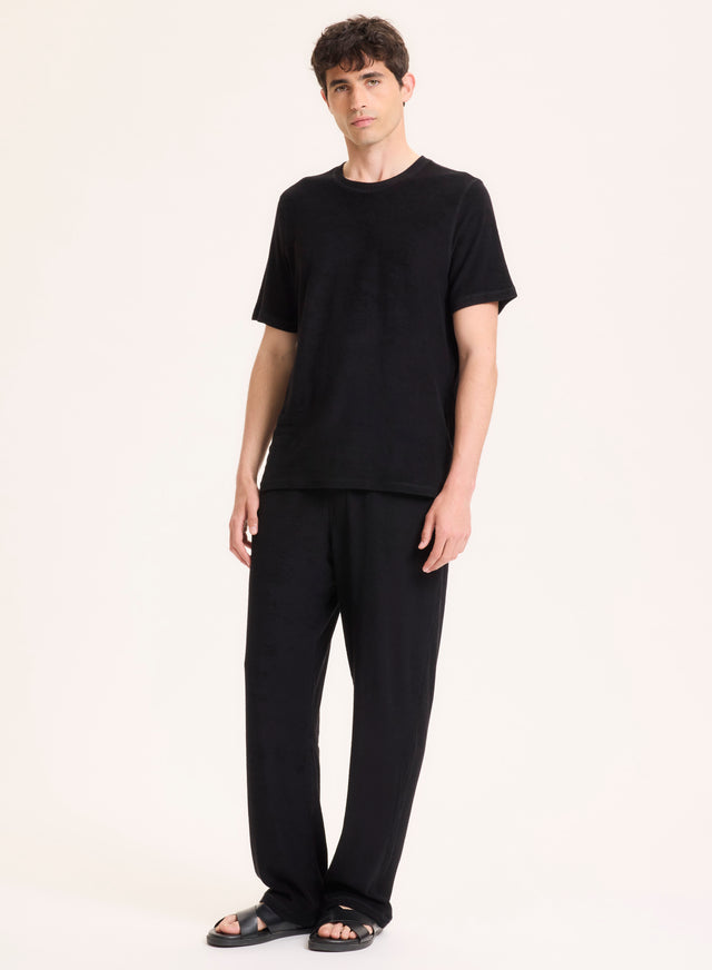 Majestic Filatures Tee Shirt Noir Col Rond Manches Courtes En Coton Organique / Modal Coton Organique / Modal