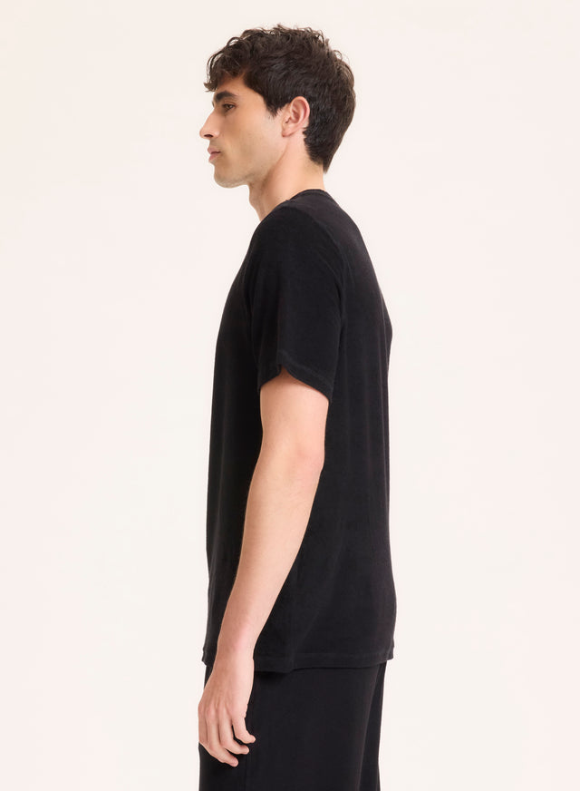 Majestic Filatures Tee Shirt Noir Col Rond Manches Courtes En Coton Organique / Modal Coton Organique / Modal