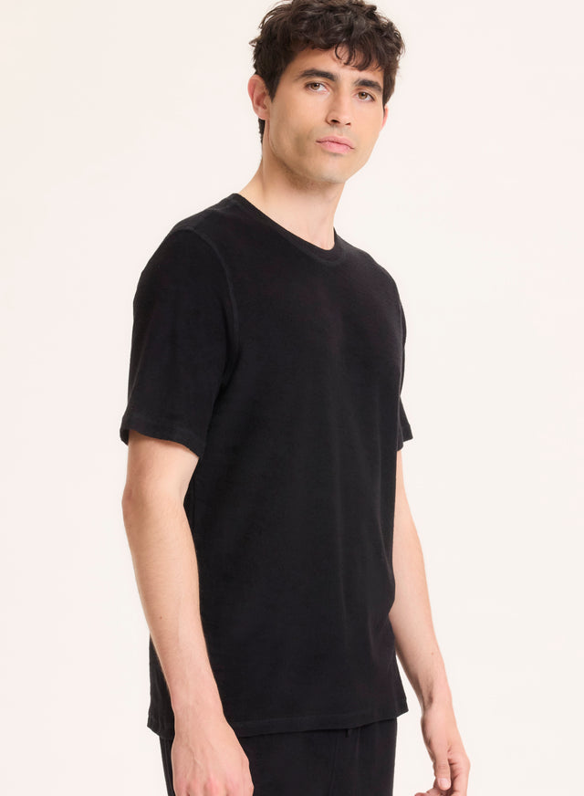majestic filatures Tee shirt Noir Col Rond Manches Courtes en Coton organique / Modal Coton organique / Modal