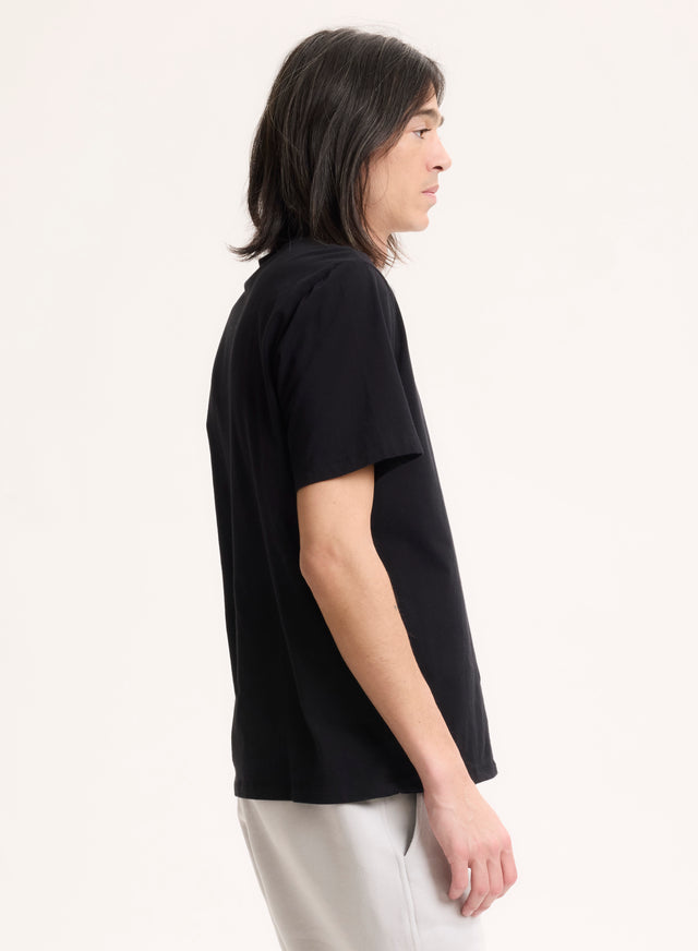 Majestic Filatures Tee Shirt Noir Col V Manches Courtes Coton Organique / Elasthanne