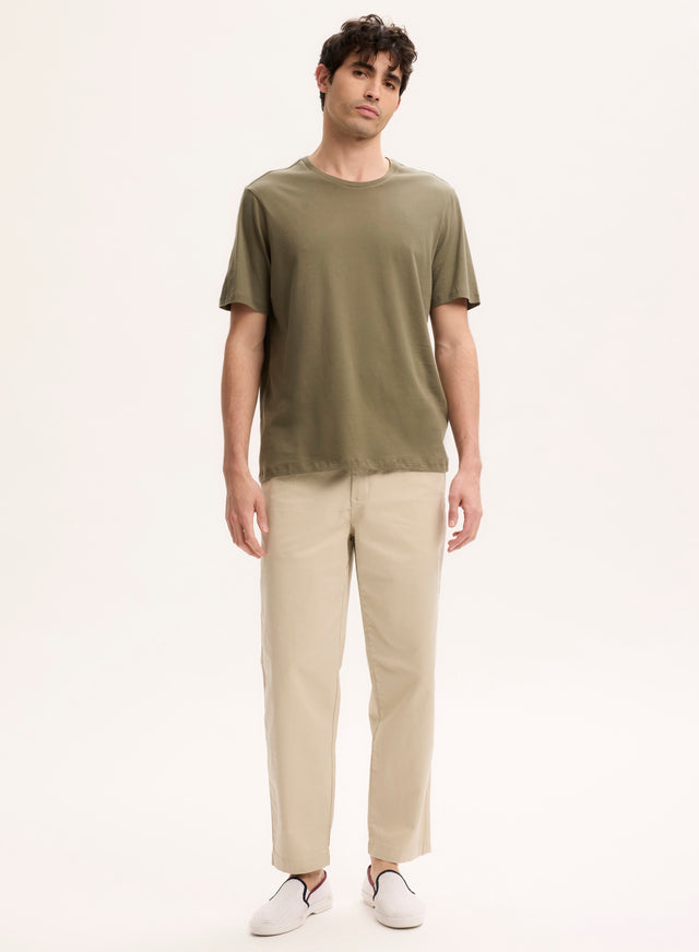 Majestic Filatures Tee Shirt Vert Col Rond Manches Courtes Coton Organique