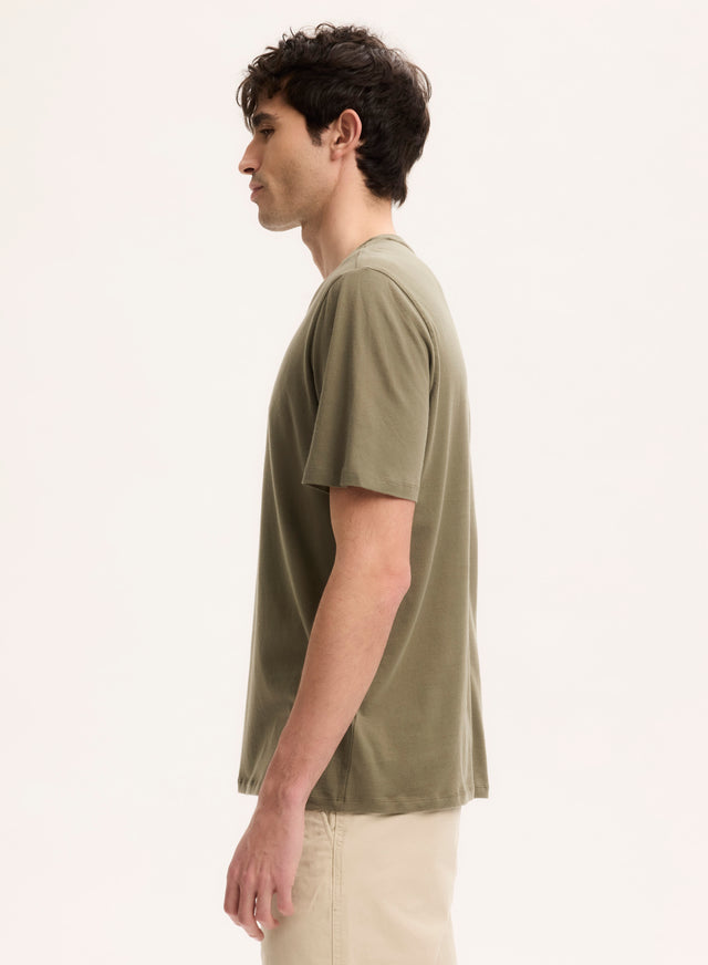 Majestic Filatures Tee Shirt Vert Col Rond Manches Courtes Coton Organique