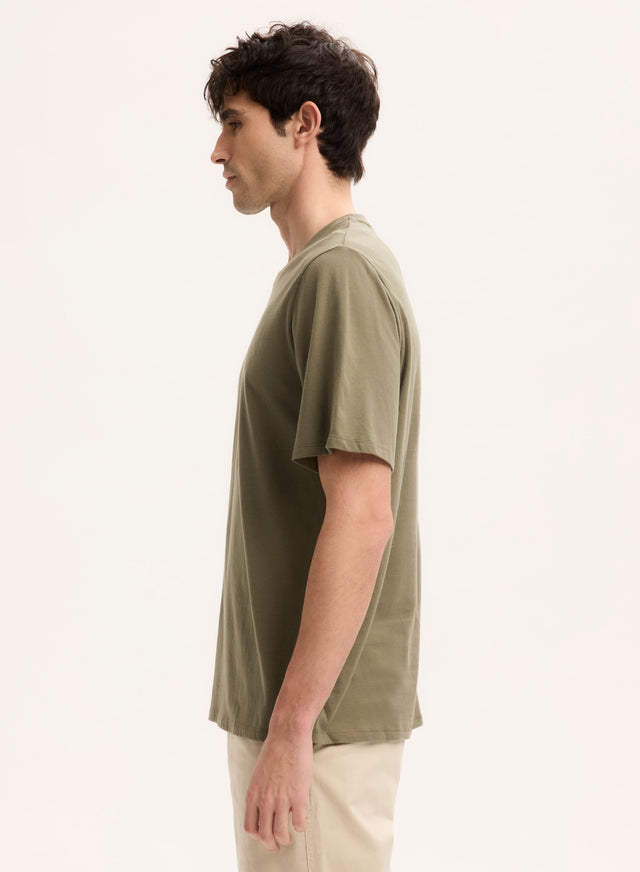 Majestic Filatures Tee Shirt Vert Col Rond Manches Courtes En Coton Organique Coton Organique
