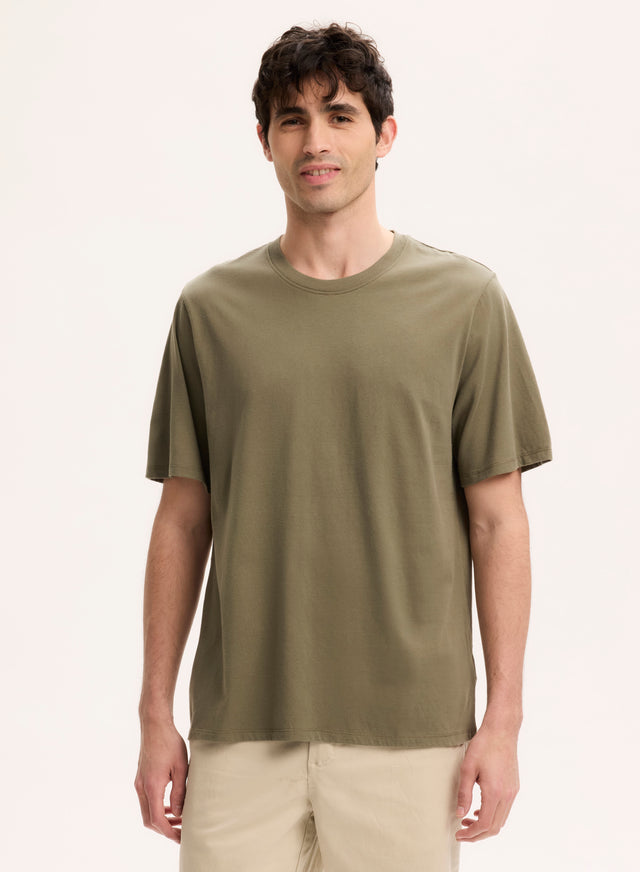 Majestic Filatures Tee Shirt Vert Col Rond Manches Courtes En Coton Organique Coton Organique