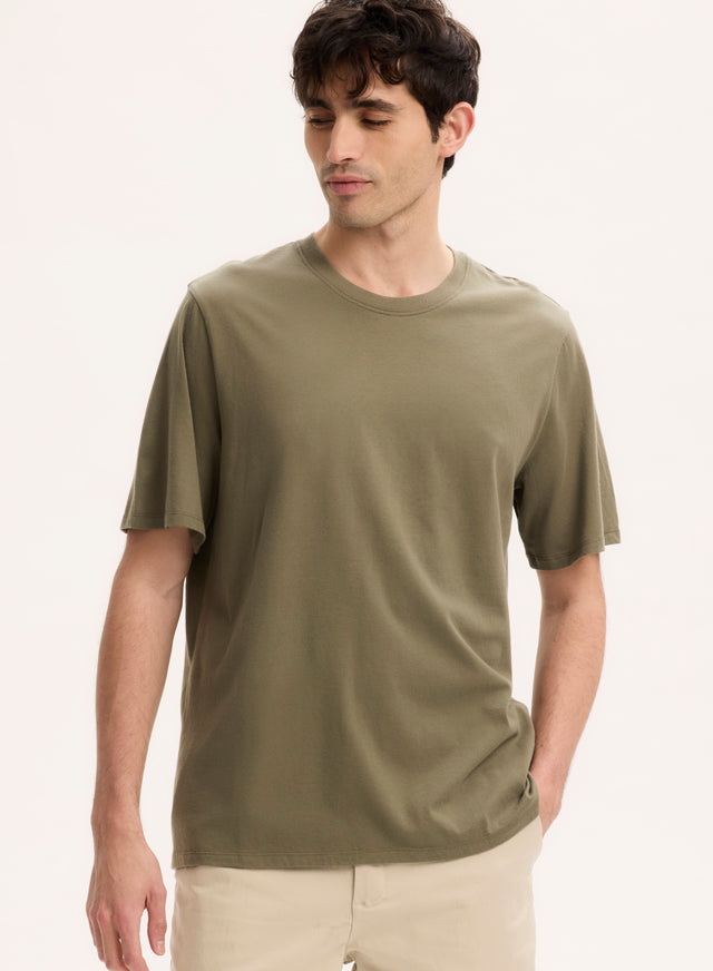 majestic filatures Tee shirt Vert Col Rond Manches Courtes en Coton organique Coton organique
