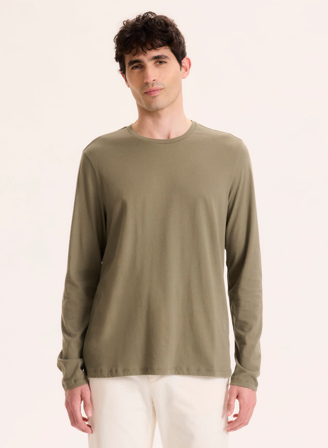 majestic filatures Tee shirt Vert Col Rond Manches Longues en Coton organique Coton organique