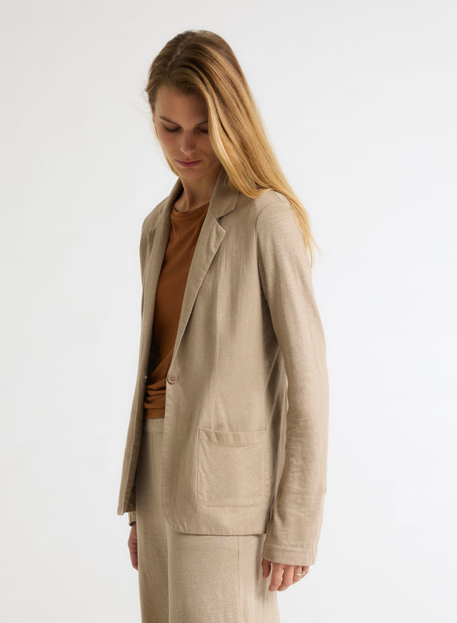 majestic Filatures Veste Beige Manches Longues En Lin / Elasthanne Lin / Elasthanne