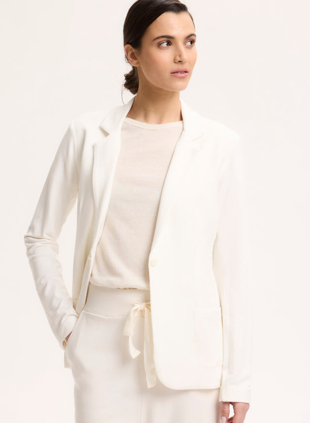 Majestic Filatures Veste Cream Manches Longues En Viscose / Elasthanne Viscose / Élasthanne