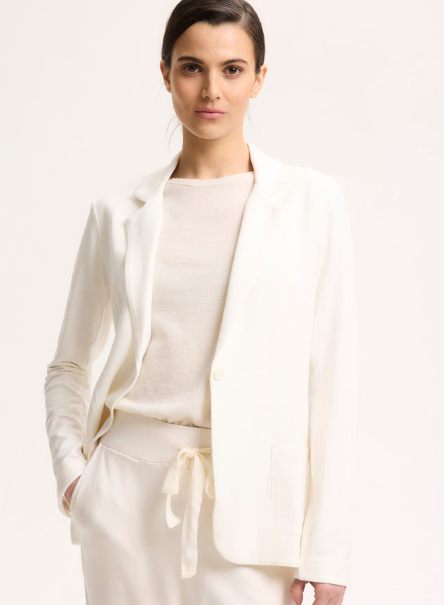 majestic filatures Veste Cream Manches Longues en Viscose / Elasthanne Viscose / Élasthanne