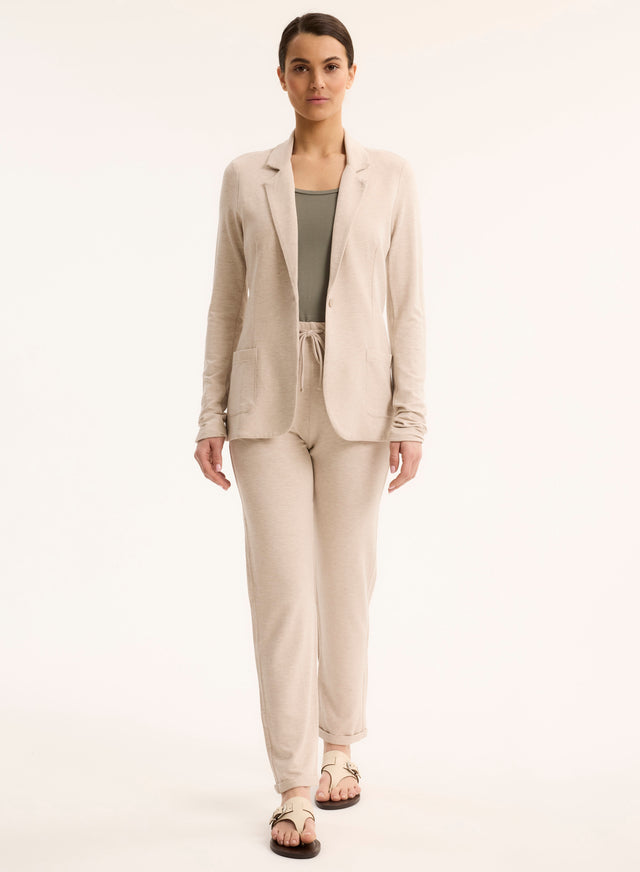 Majestic Filatures Veste Ecru Chiné Manches Longues En Viscose / Elasthanne Viscose / Élasthanne