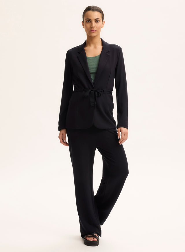 Majestic Filatures Veste Marine Col V Manches Longues Viscose / Élasthanne