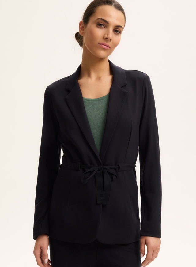 majestic filatures Veste Marine Col V Manches Longues Viscose / Élasthanne