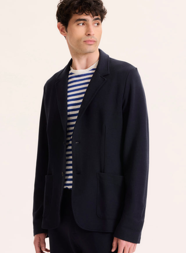 Majestic Filatures Veste Marine Col Veste Manches Longues En Lyocell / Tencel / Coton Organique Lyocell / Tencel / Coton Organique