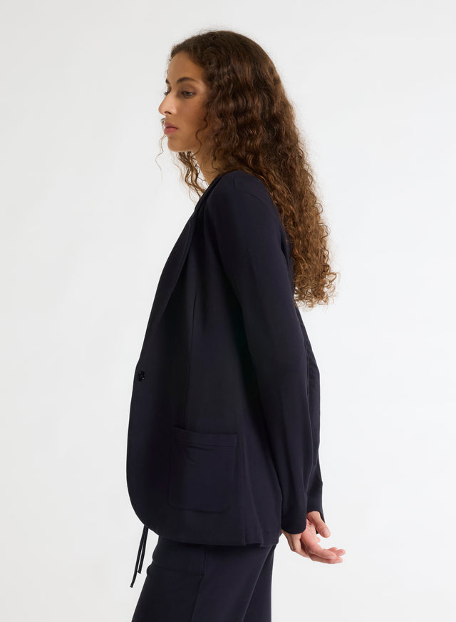 Majestic Filatures Veste Marine Diane 1 Bouton En Viscose / Élasthanne Viscose / Élasthanne