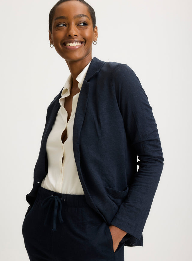 majestic filatures Veste Marine Manches Longues en Lin Elasthanne Lin / Elasthanne