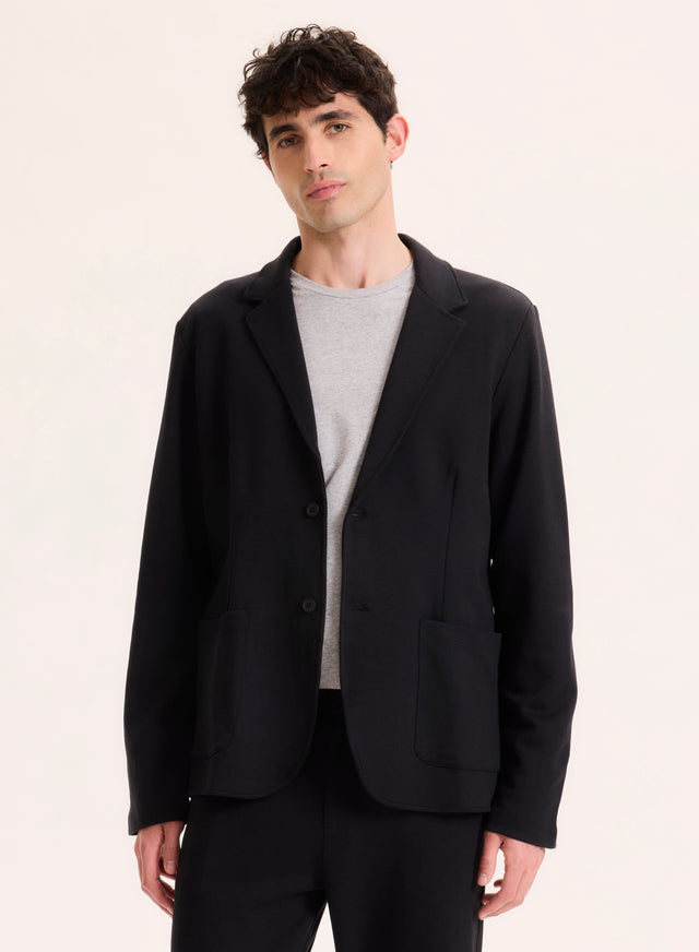 Majestic Filatures Veste Noire Col Veste Manches Longues En Lyocell / Tencel / Coton Organique Lyocell / Tencel / Coton Organique