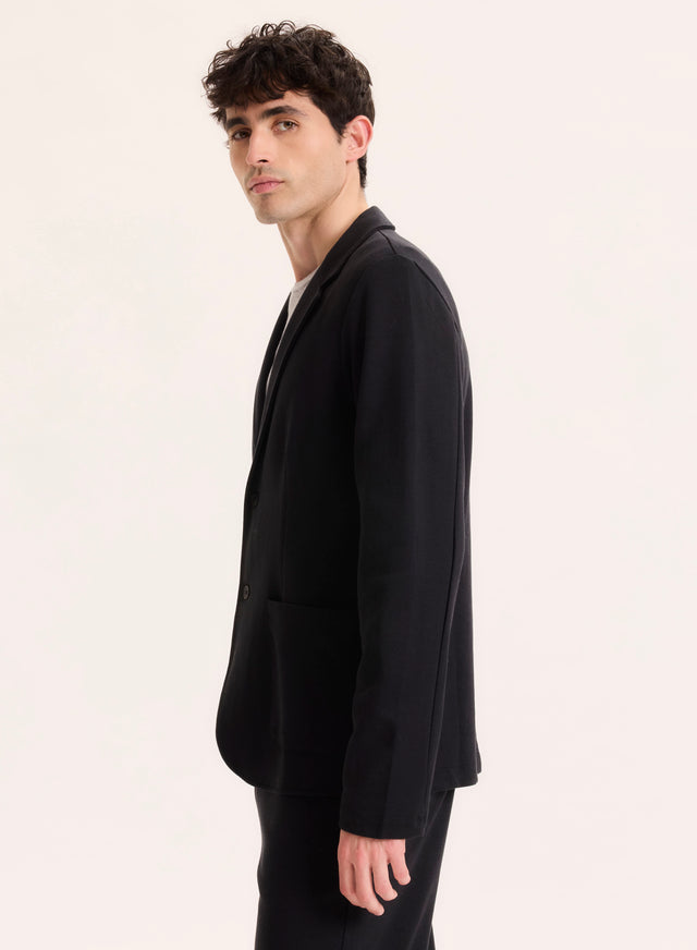 Majestic Filatures Veste Noire Col Veste Manches Longues En Lyocell / Tencel / Coton Organique Lyocell / Tencel / Coton Organique