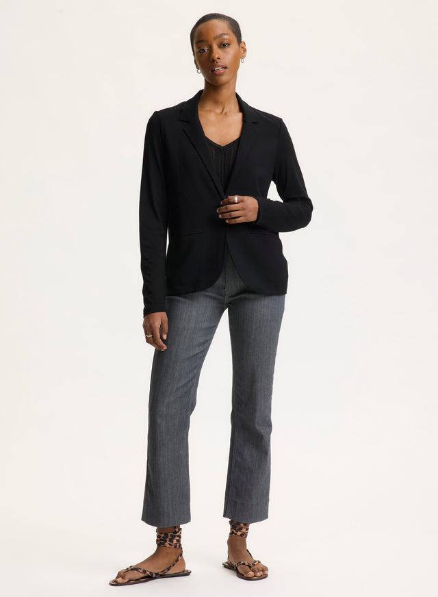 Majestic Filatures Veste Noire Col Veste Manches Longues En Viscose / Élasthanne Viscose / Élasthanne