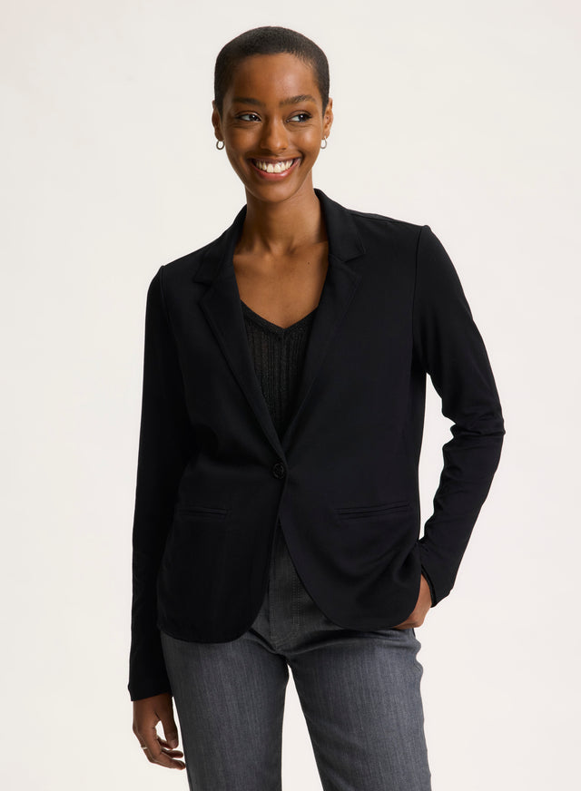 Majestic Filatures Veste Noire Col Veste Manches Longues En Viscose / Élasthanne Viscose / Élasthanne