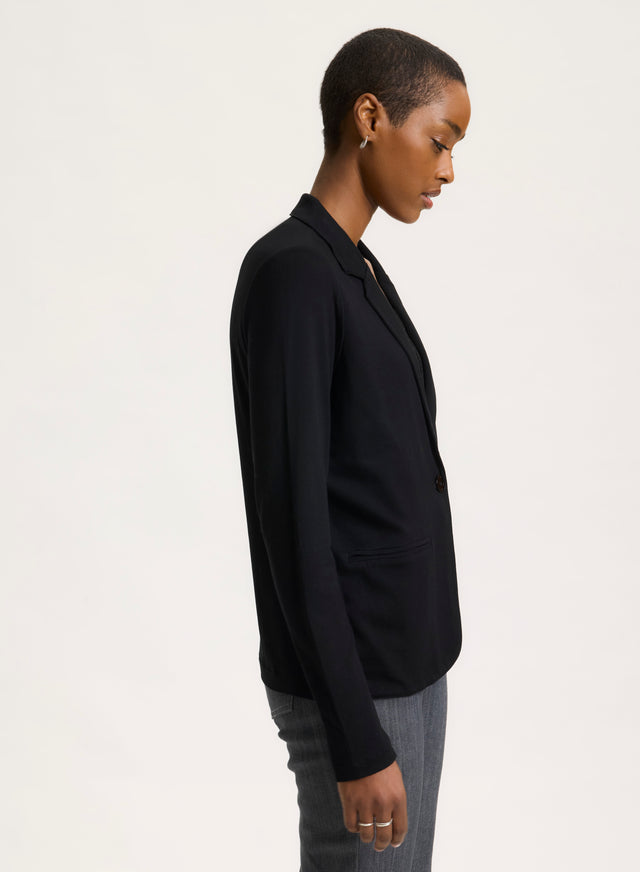 Majestic Filatures Veste Noire Col Veste Manches Longues En Viscose / Élasthanne Viscose / Élasthanne