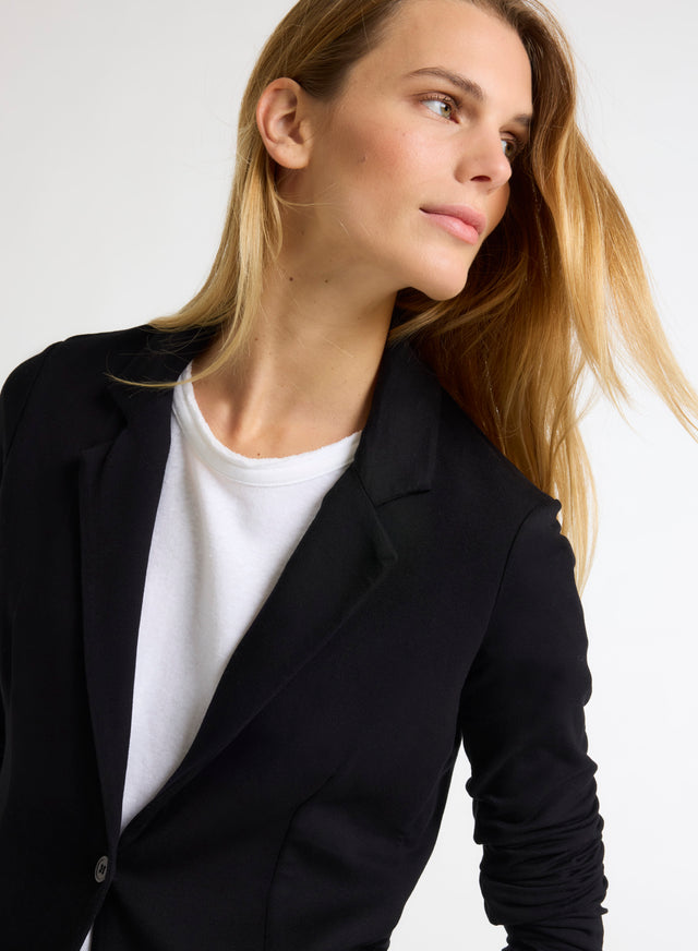 Majestic Filatures Veste Noire Diane En Viscose / Élasthanne 1 Bouton Viscose / Élasthanne