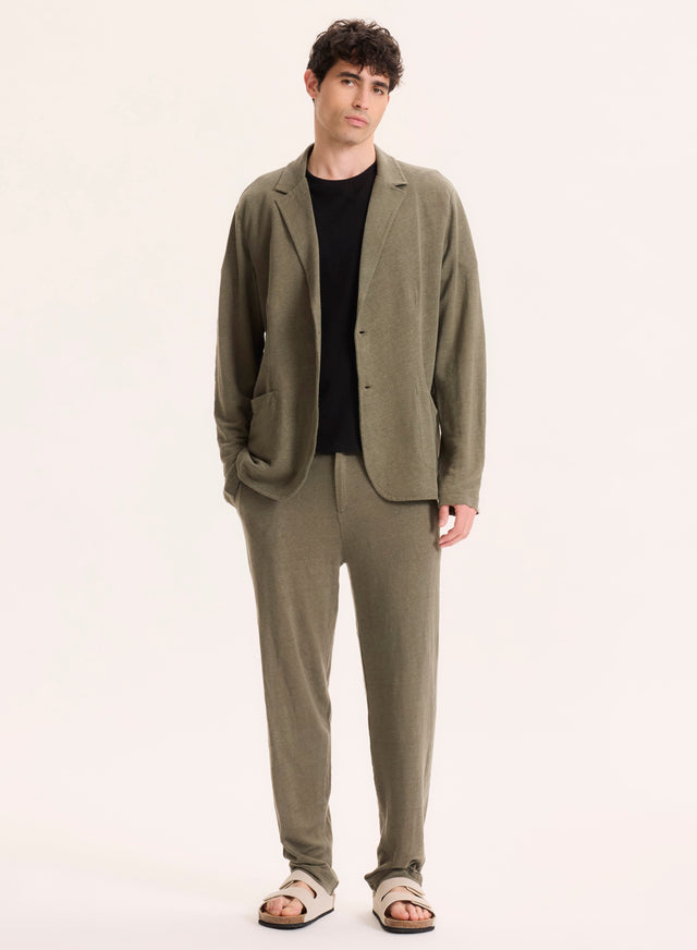 Majestic Filatures Veste Verte Col Veste Manches Longues En Lin Lin