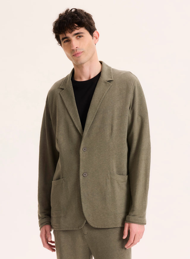 Majestic Filatures Veste Verte Col Veste Manches Longues En Lin Lin