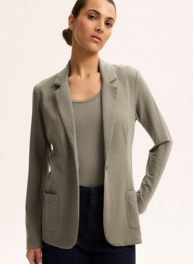 majestic filatures Veste Verte Col Veste Manches Longues en Viscose / Élasthanne Viscose / Élasthanne