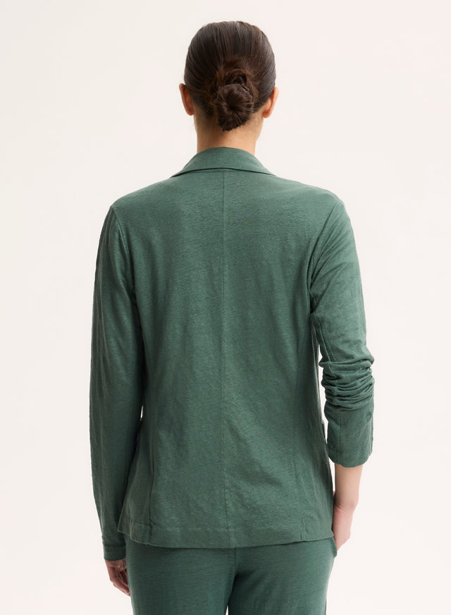 Majestic Filatures Veste Verte Manches Longues En Lin Lin / Elasthanne