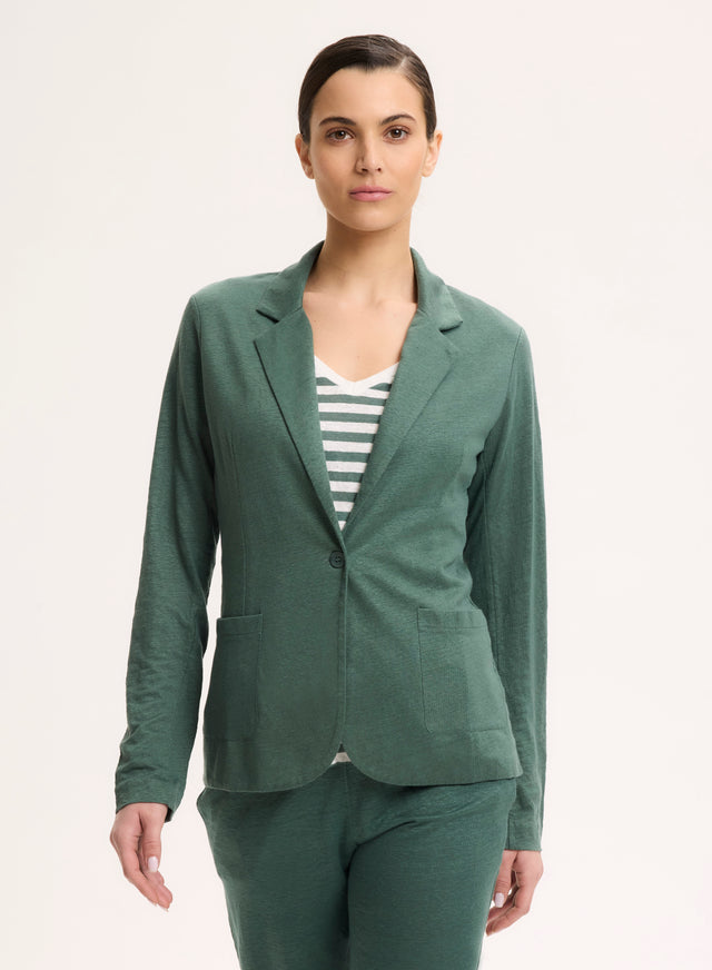majestic filatures Veste Verte Manches Longues en Lin Lin / Elasthanne