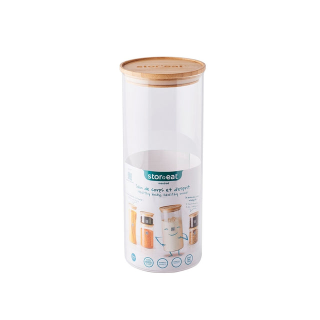 Mastra Bocaux Ronds En Verre Avec Couvercle En Bambou - Stor'eat