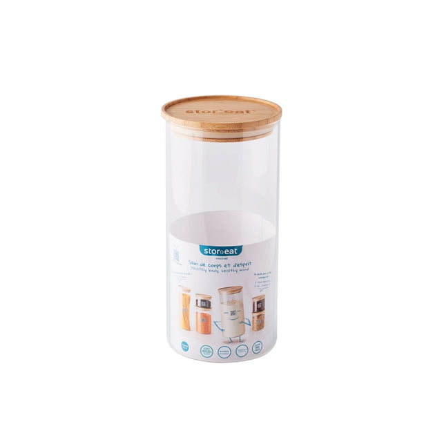 Mastra Bocaux Ronds En Verre Avec Couvercle En Bambou - Stor'eat