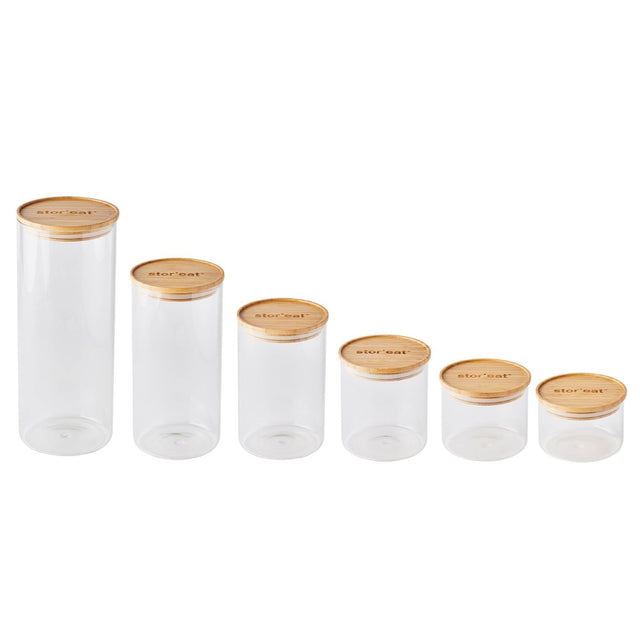 mastra Bocaux ronds en verre avec couvercle en bambou - Stor'eat
