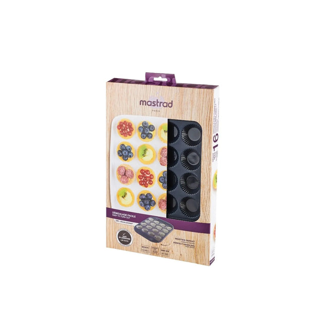 Mastra Moule à Tartelettes Rondes Cannelées - 16 Empreintes - Silicone