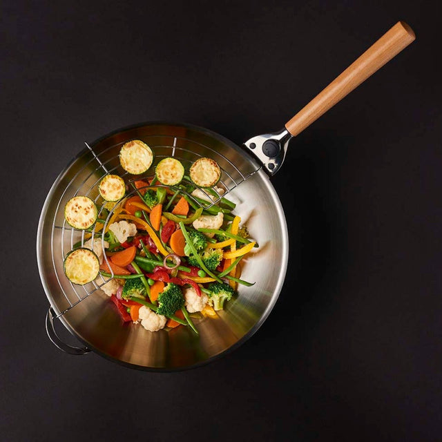 Mastra Wok De Cuisine - Couverlce Et Poignée - 4 2L - Inox - 32 Cm - Tous Feux - O'Wok Gourmet