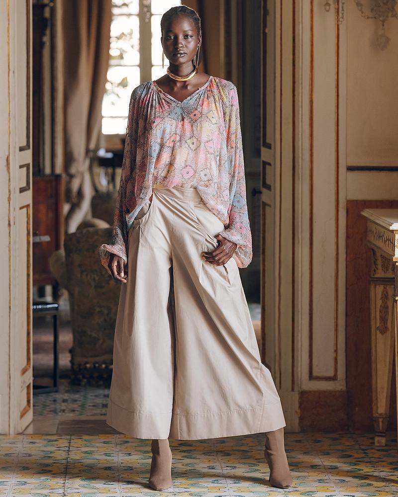 Mes Demoiselles Blouse Onde Blouse Au Délicat Motifs Colorés Et Perlés