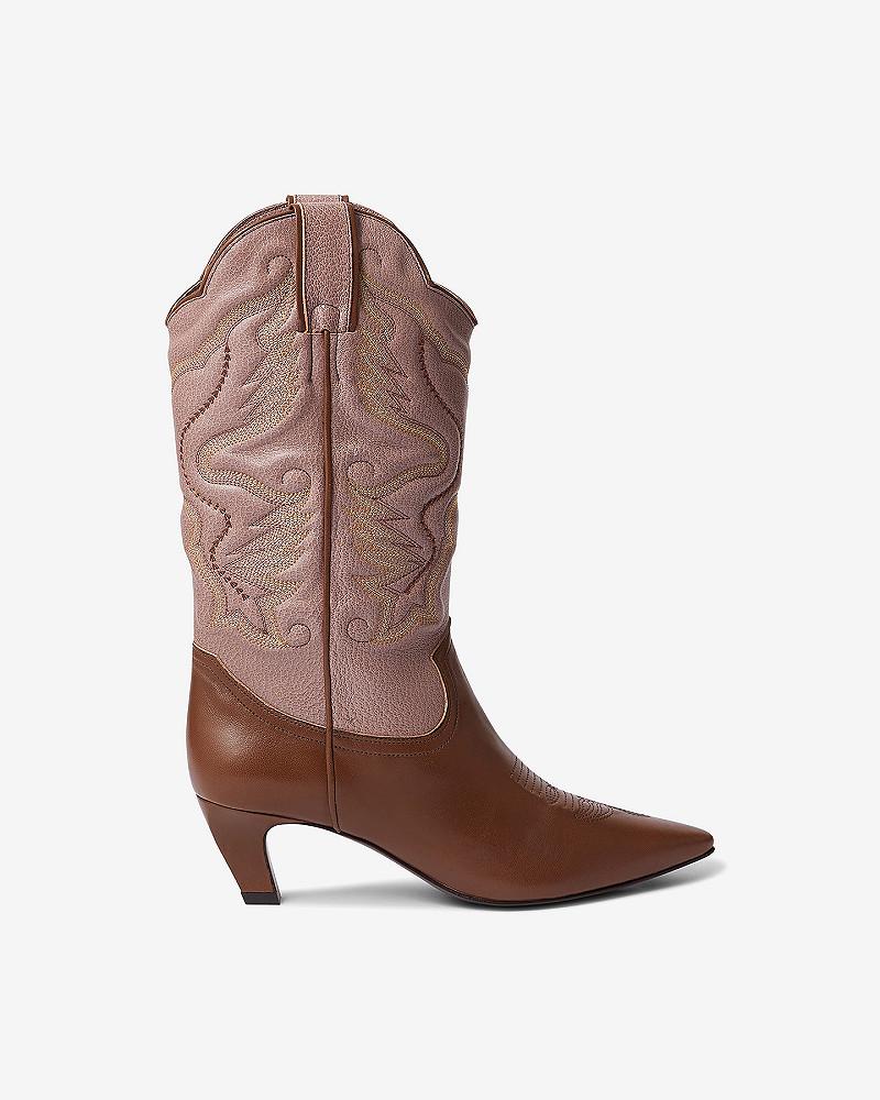 Mes Demoiselles Bottes Argus Bottes Western Mi-hautes Marron Et Rose