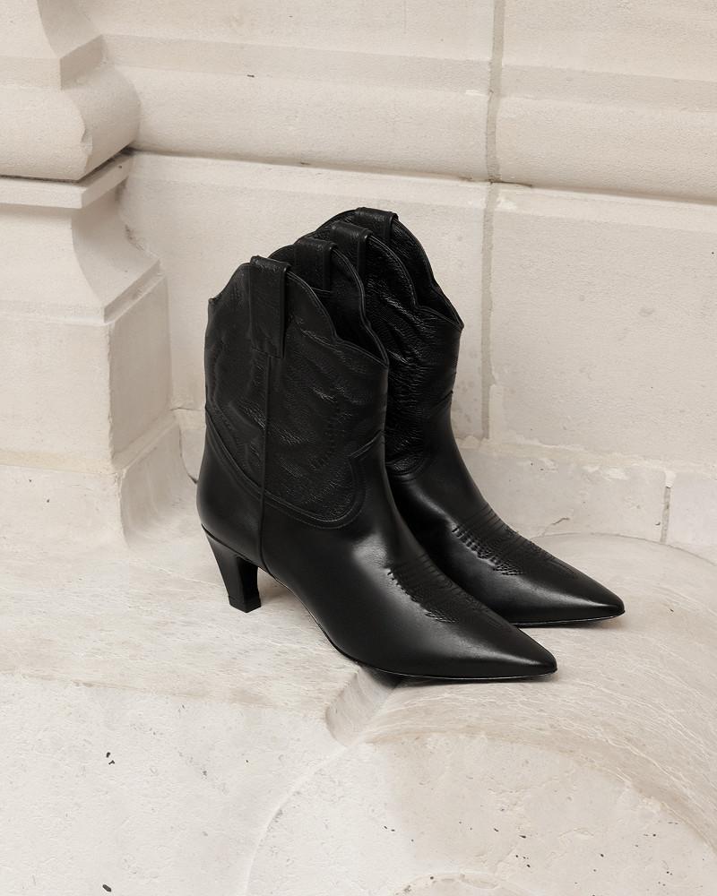Mes Demoiselles Bottines Holly Bottines Western En Cuir Noir