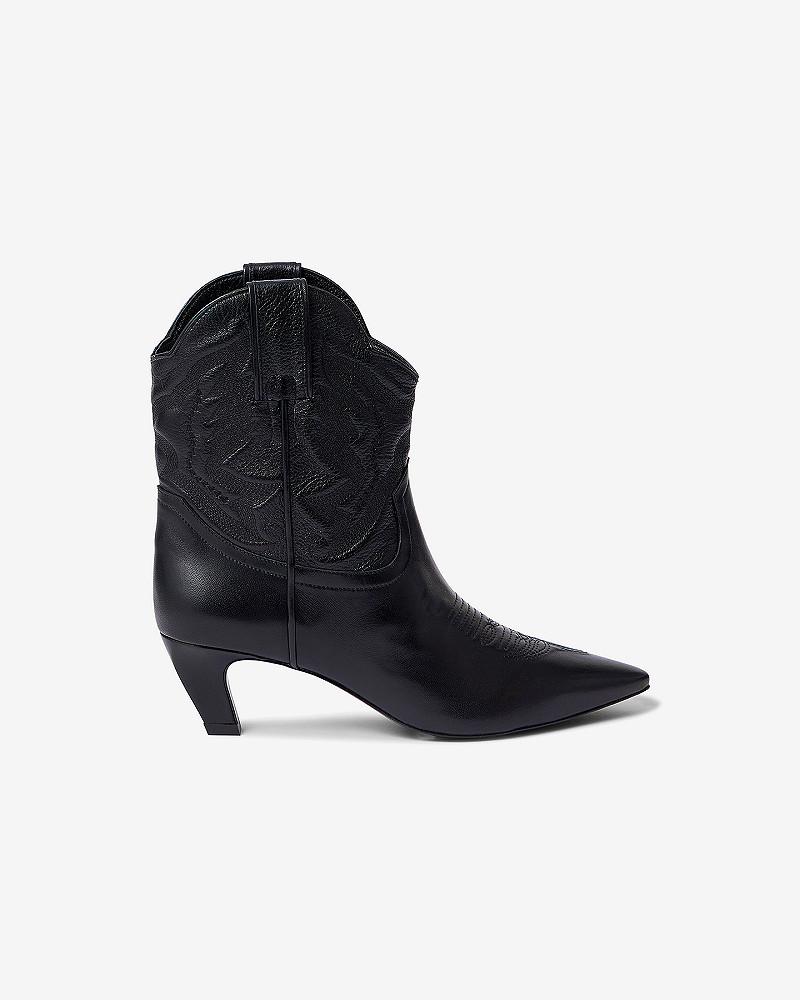 Mes Demoiselles Bottines Holly Bottines Western En Cuir Noir