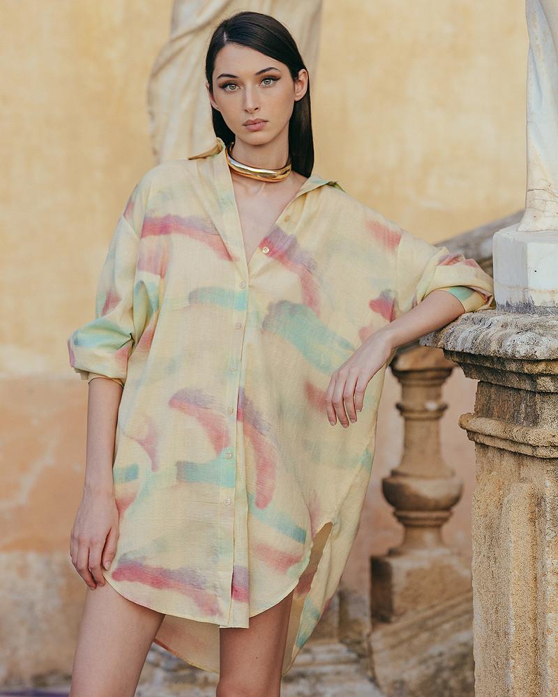 Mes Demoiselles Chemise Danat Chemise Longue En Coton Pastel