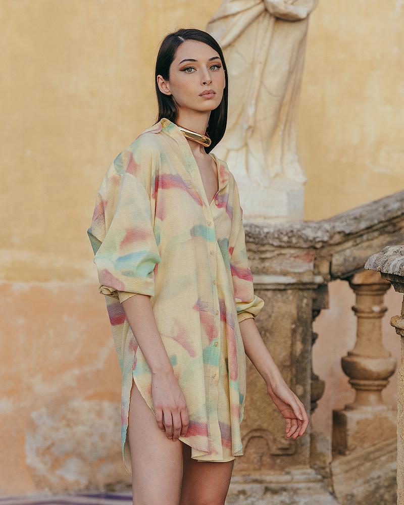 Mes Demoiselles Chemise Danat Chemise Longue En Coton Pastel