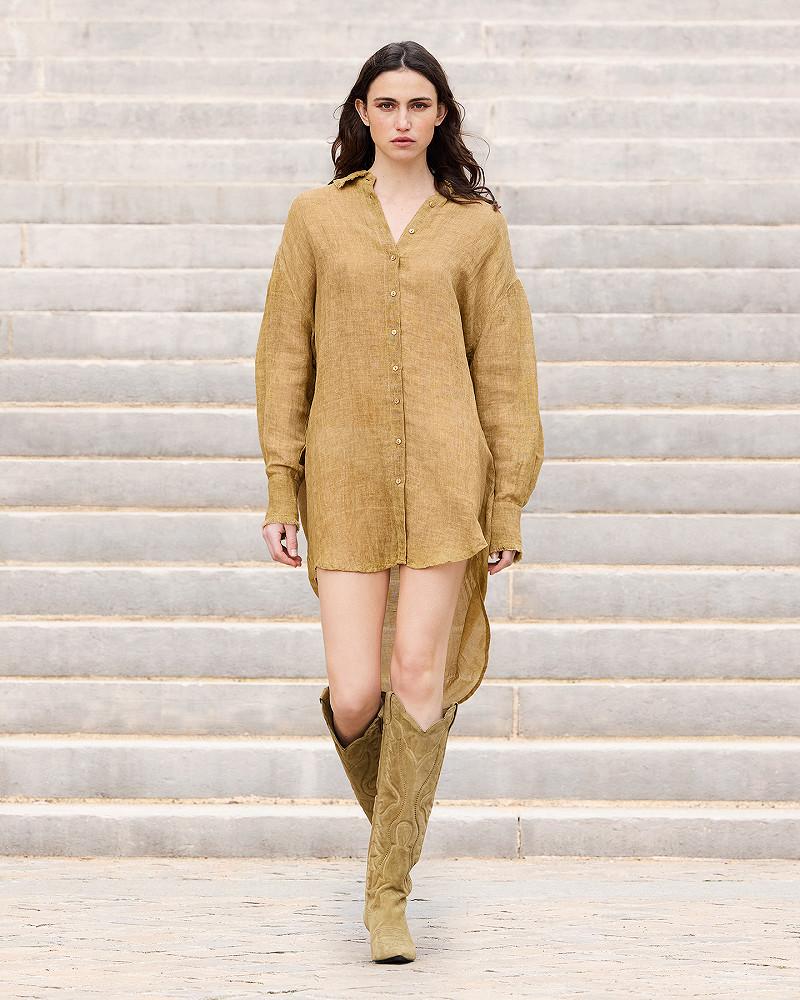 mes demoiselles chemise Fay Longue chemise en lin beige rustique mes demoiselles chemise Fay Longue chemise en lin beige rustique