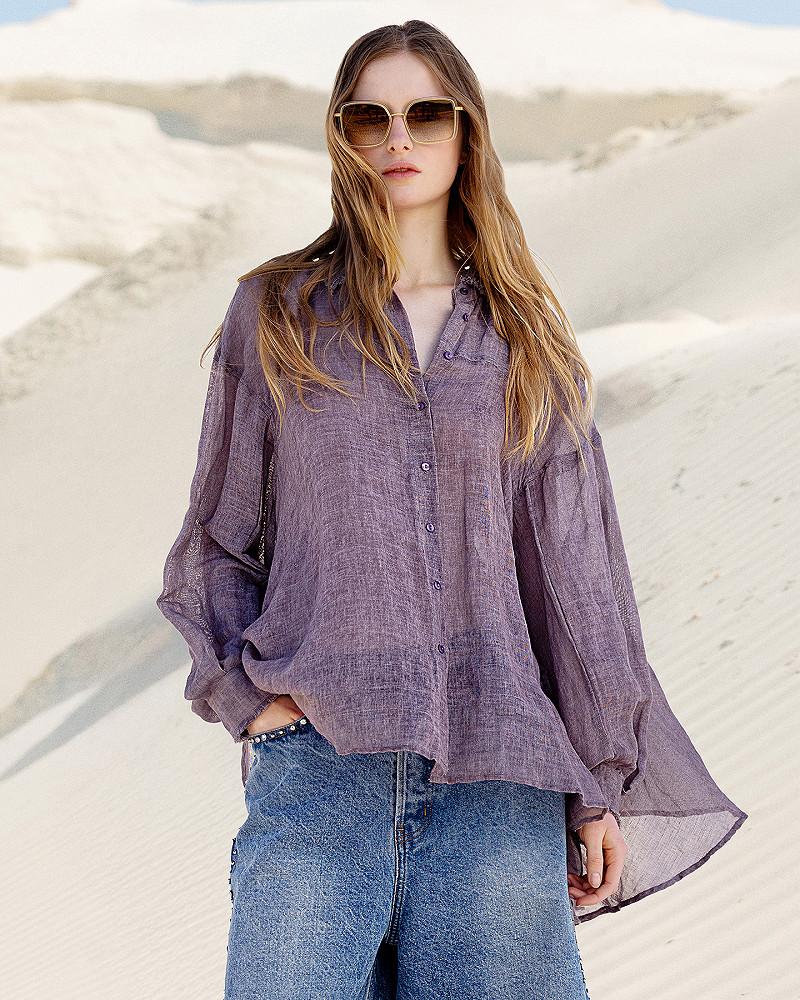Mes Demoiselles Chemise Flory Chemise Au Joli Volume En Lin Couleur Lilas