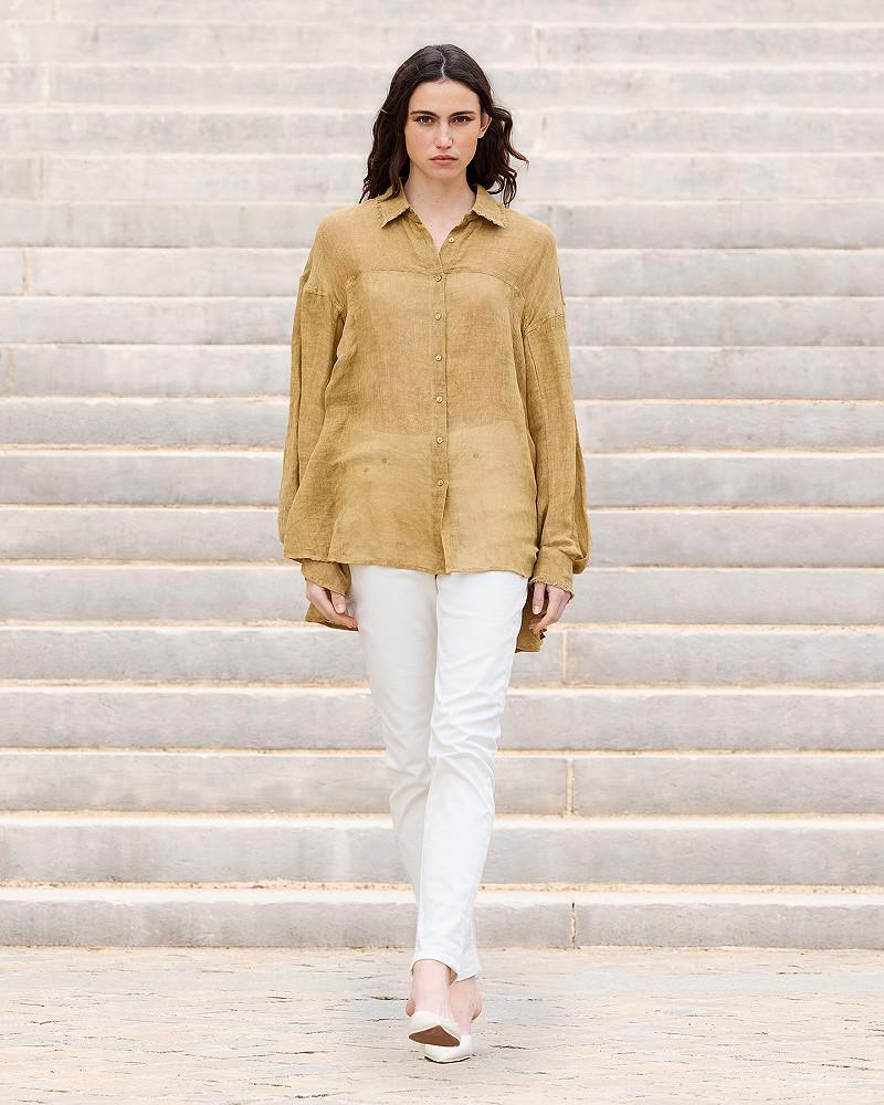 mes demoiselles chemise Flory Chemise au joli volume en lin couleur beige