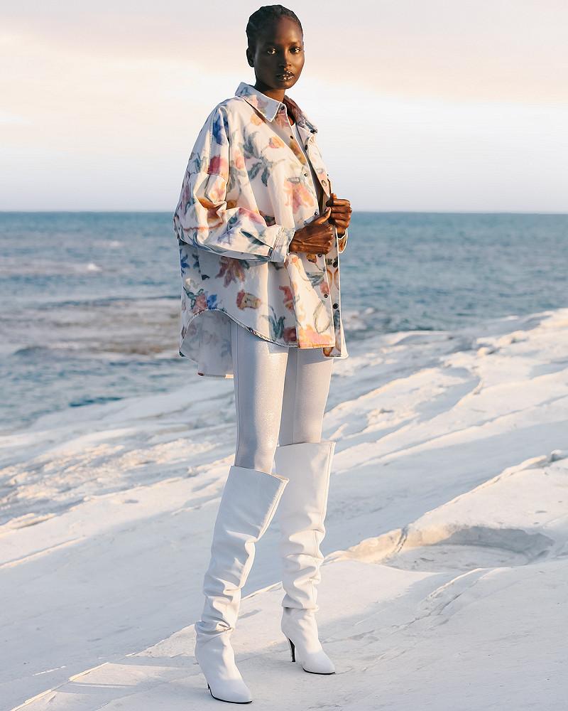 Mes Demoiselles Chemise Jodie Veste En Toile De Gabardine Fleurie